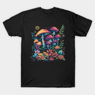 Goblincore Cozy Purple Dark Cottagecore Mushroom Floral T-Shirt